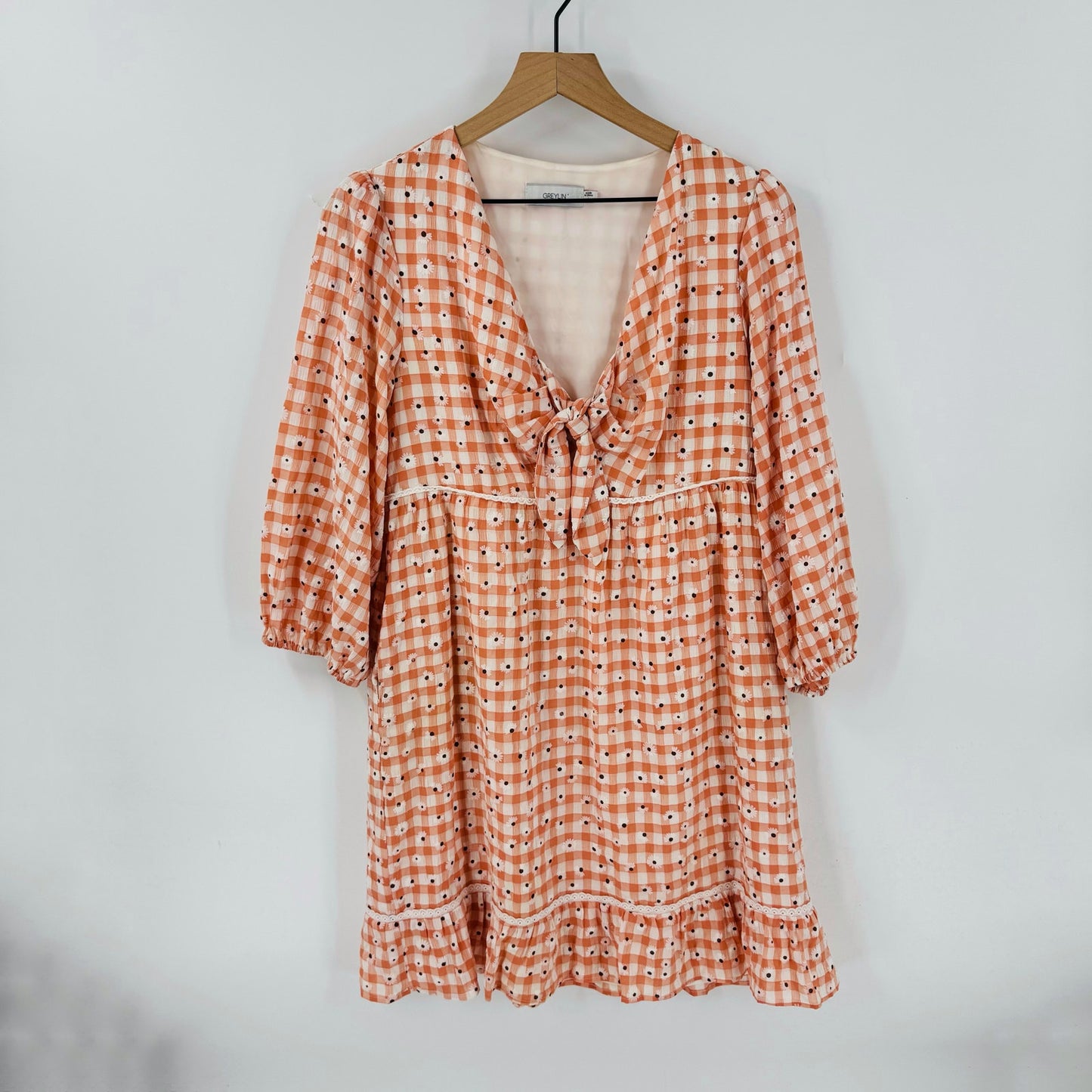 Greylin Collection Dorothy Daisy Gingham Mini Dress Women’s Size Large