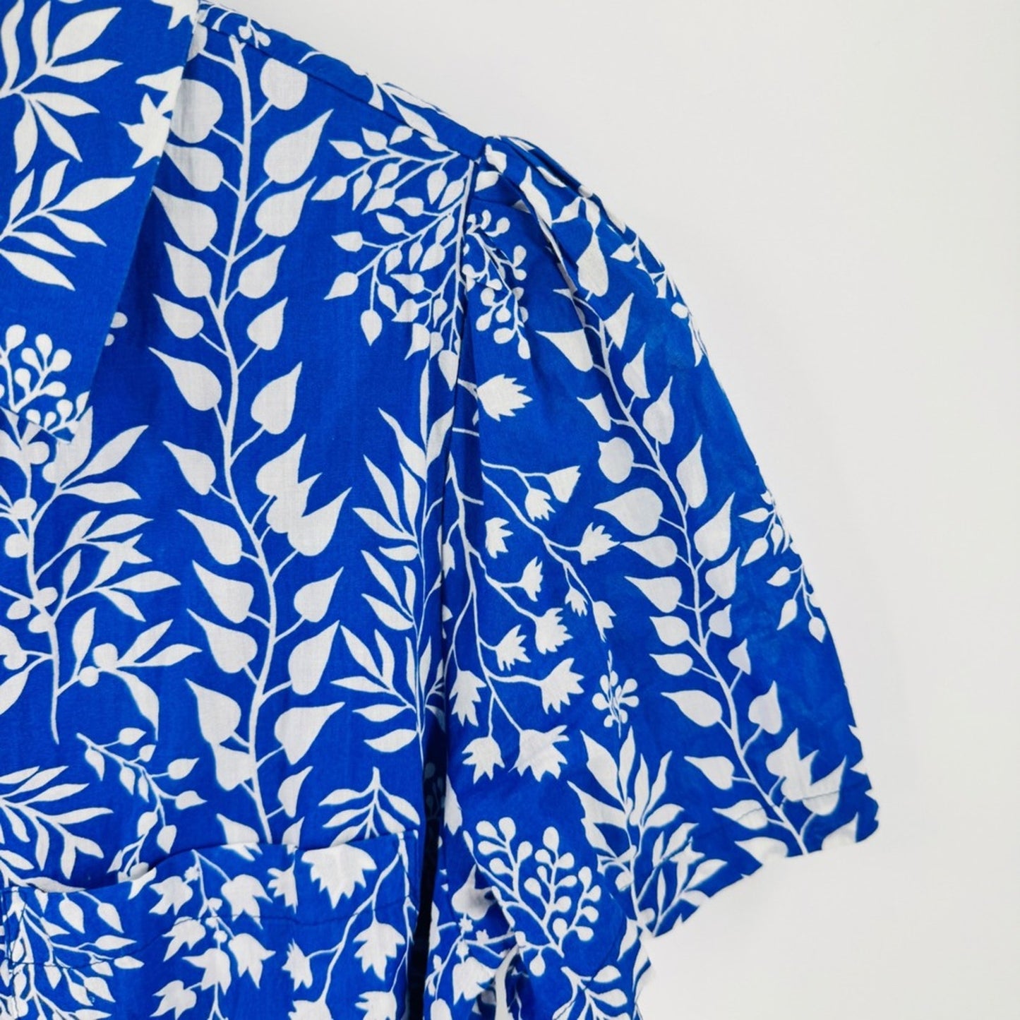 Mango Blue White Floral Cotton Shift Dress Size 4 Breezy Coastal Preppy Summer