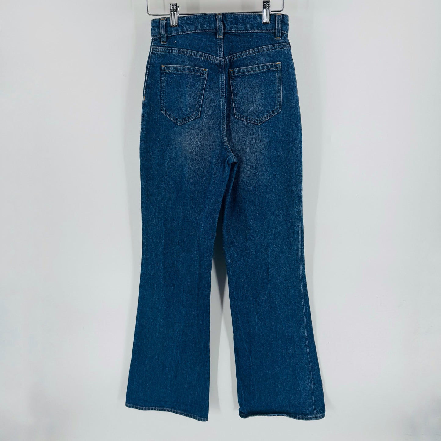 & Other Stories Flared Patch Pocket Jeans High Waist Blue Denim Size EU 34