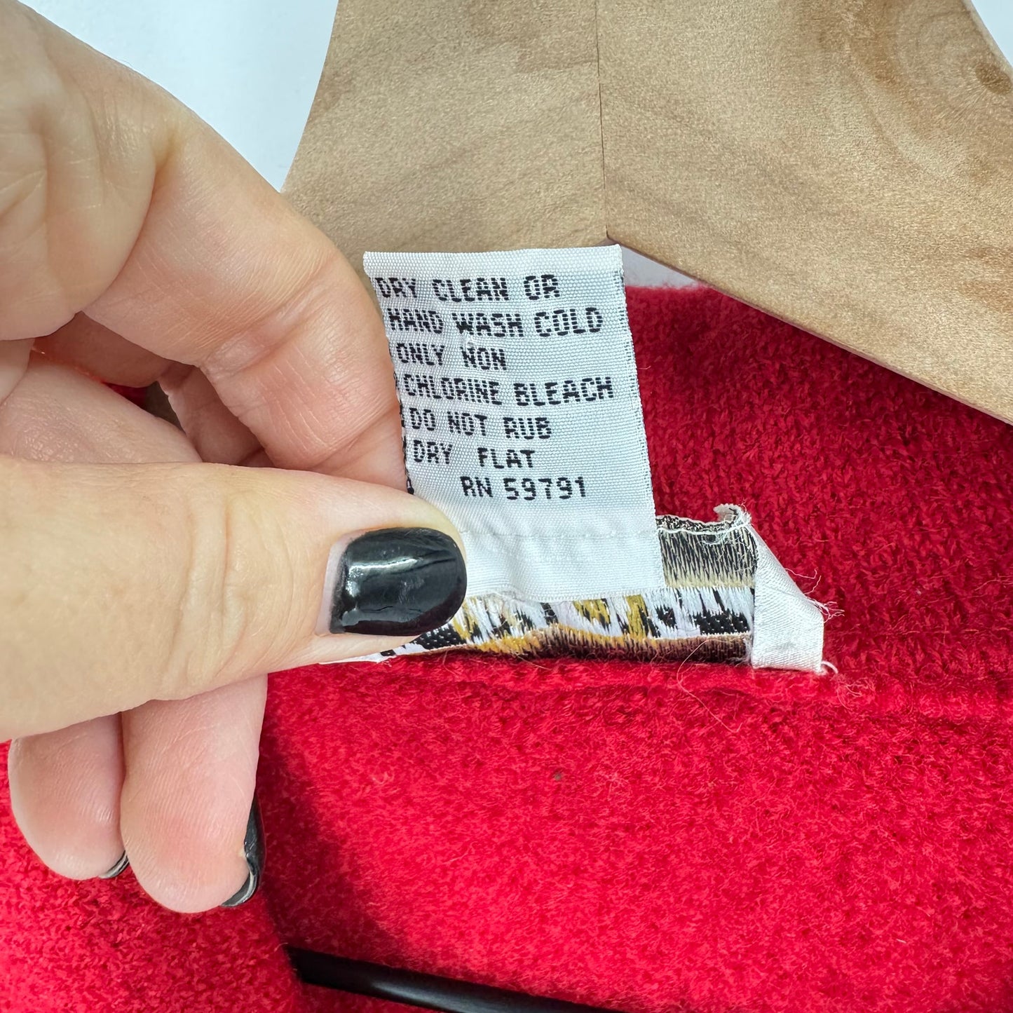 Vintage Cambridge Dry Goods Red Boiled Wool Vest Embroidered Trim Size Large