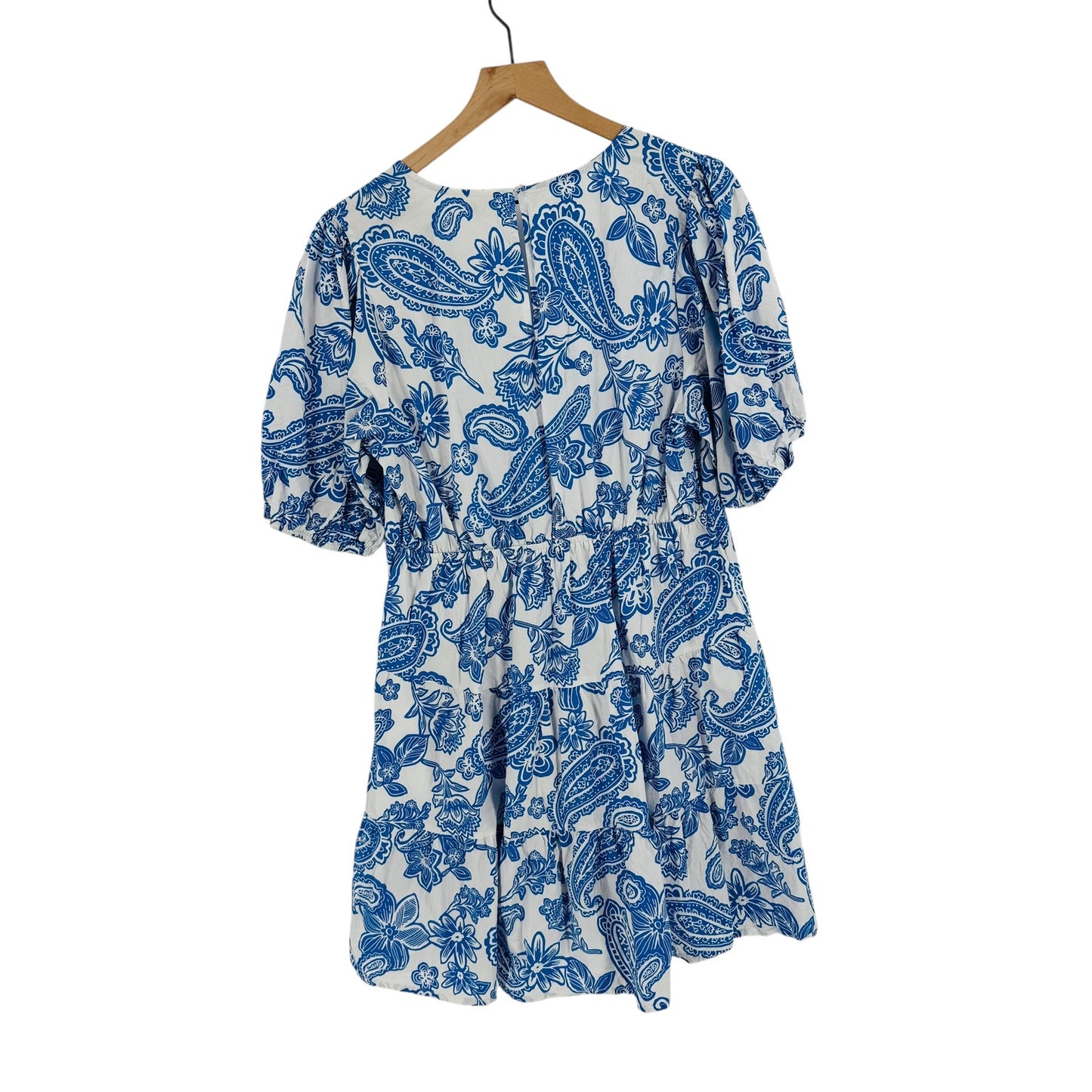 Melloday Paisley Floral Puff Sleeve Mini Dress Elegant Vacation Size XL