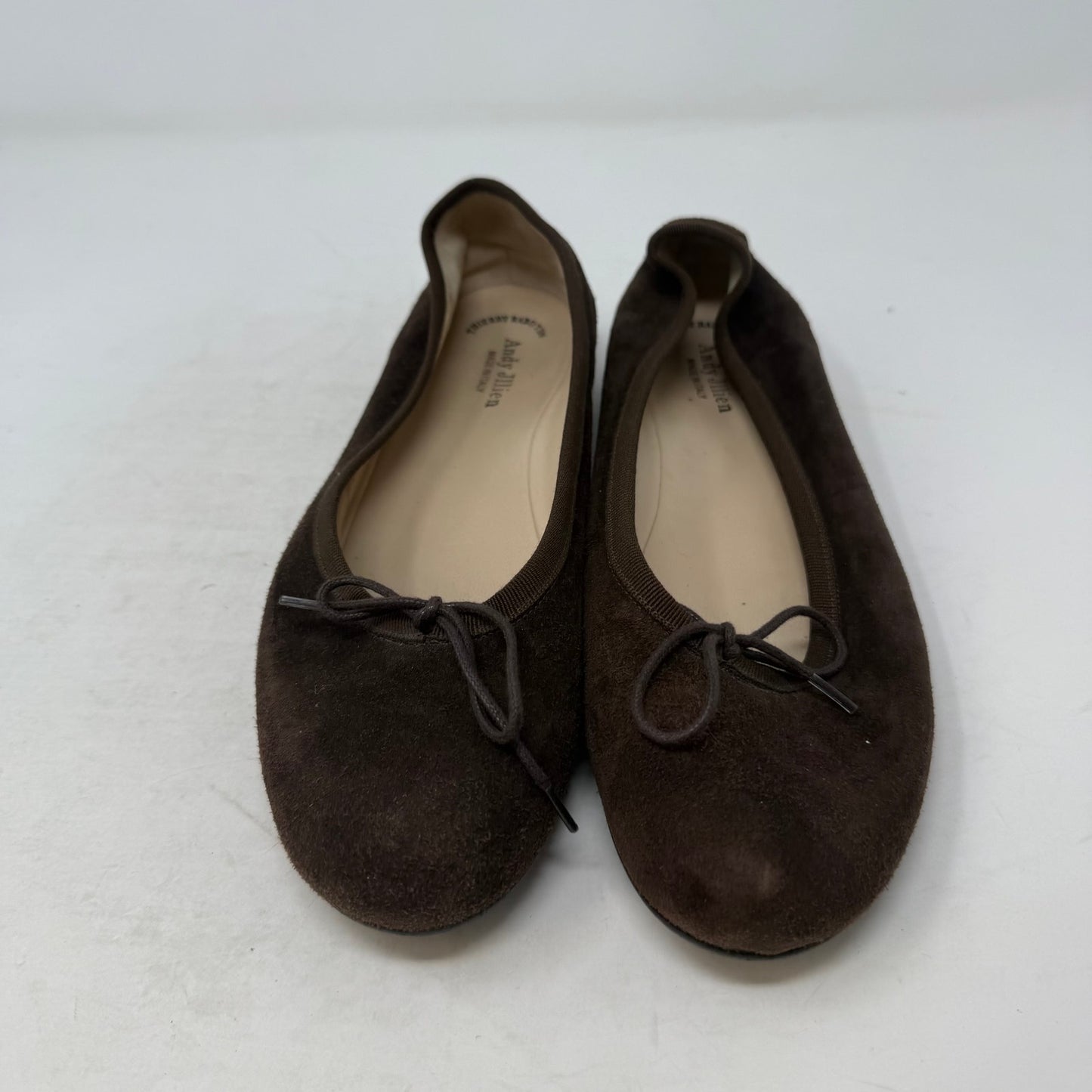 Andy Julien Ballet Flats Women’s Size 38.5 Brown Suede Round Toe Slip On Shoes