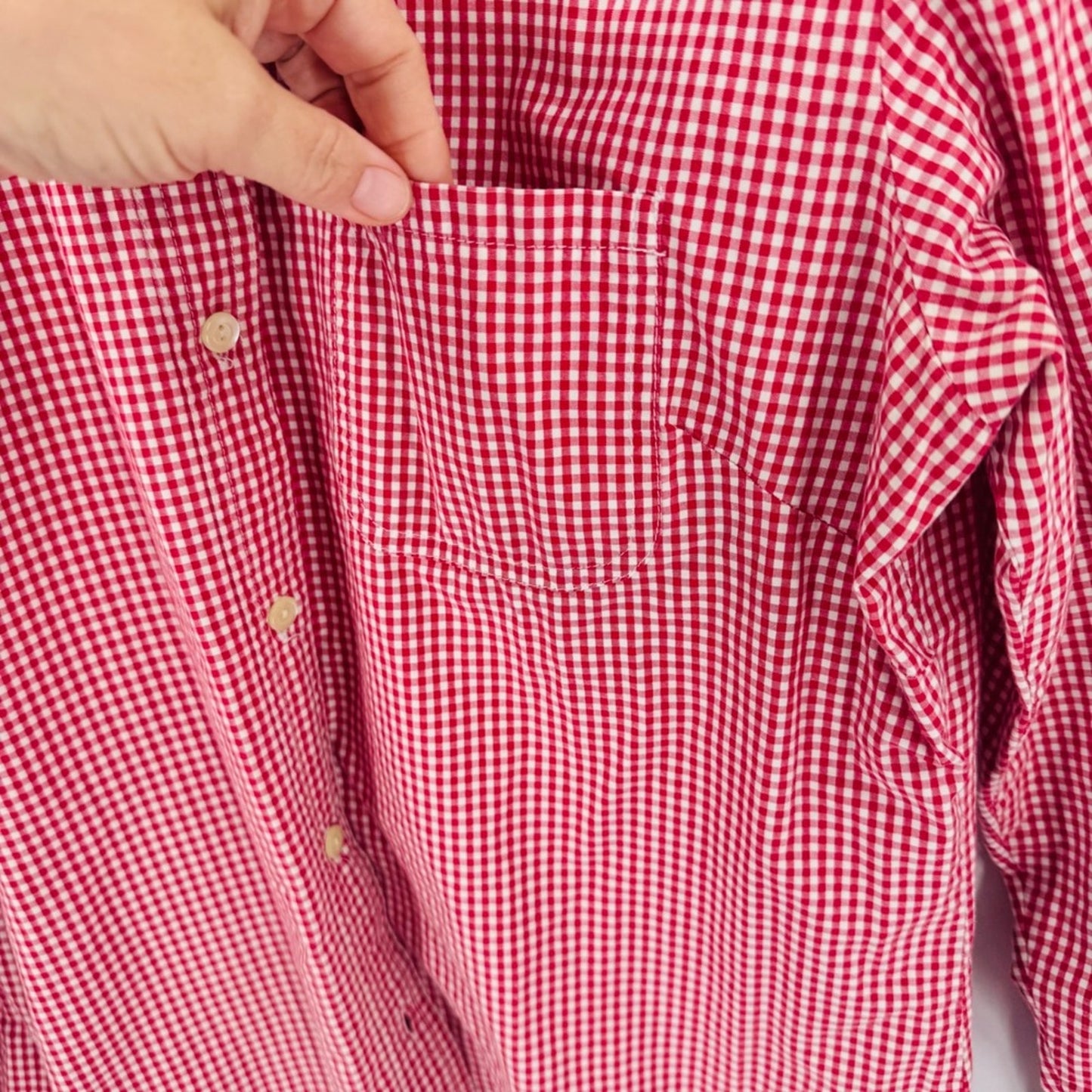 Vintage GAP Red Gingham Button Down Large 100% Cotton Americana Picnic Preppy