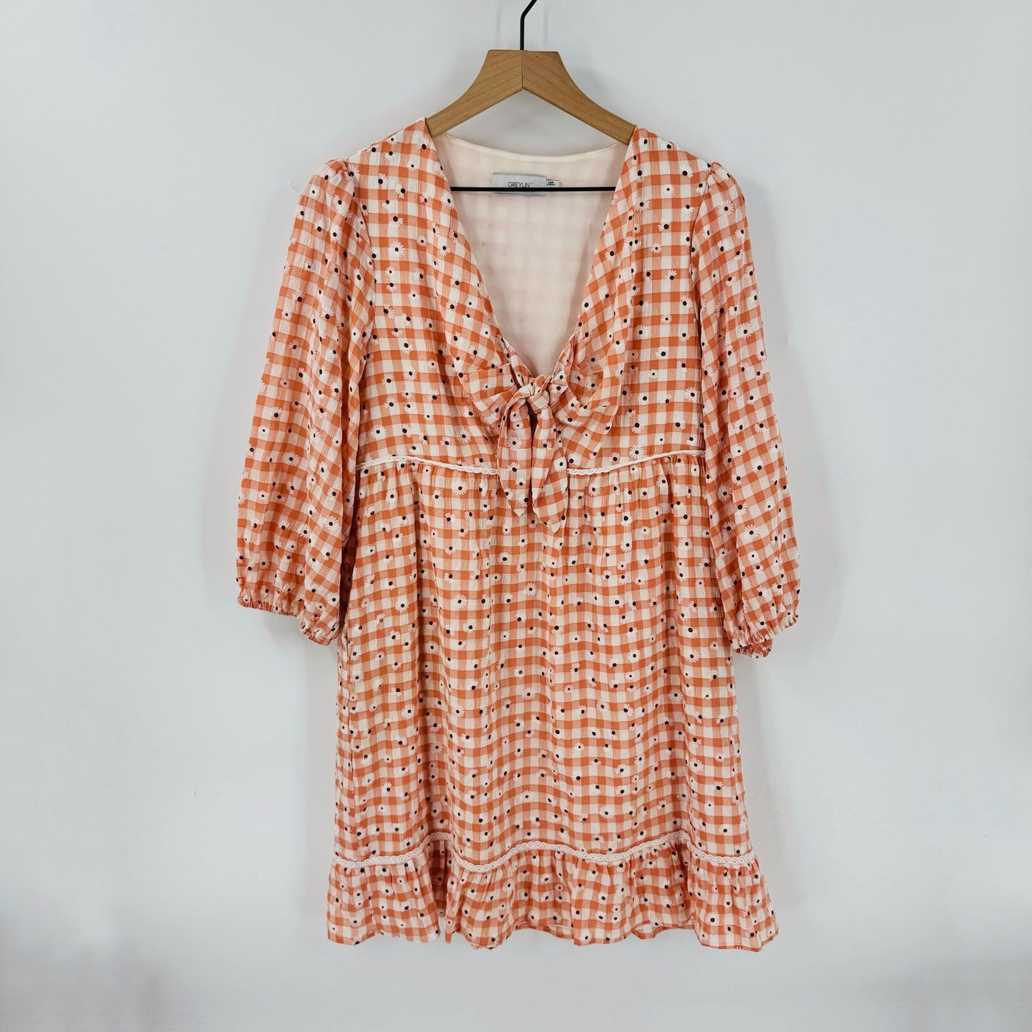 Greylin Collection Dorothy Daisy Gingham Mini Dress Women’s Size Large