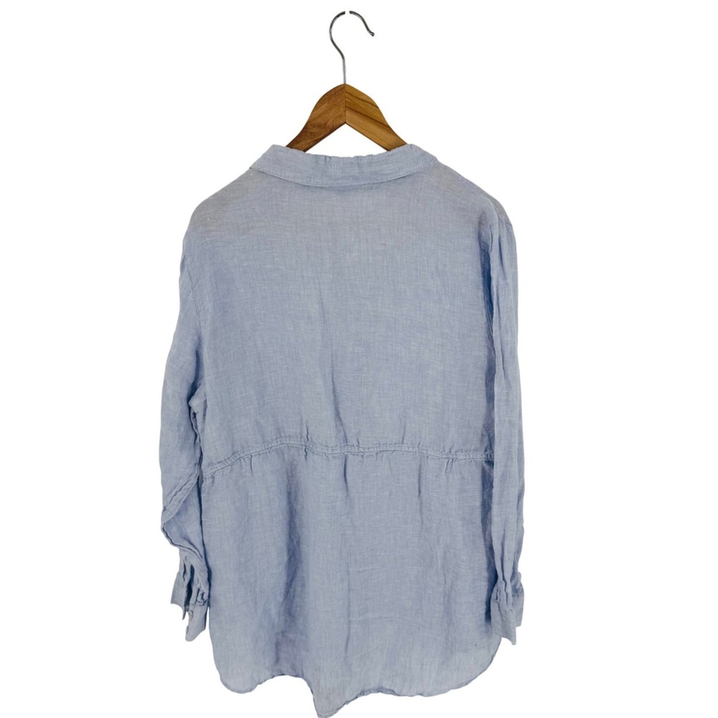 Sigrid Olsen Light Blue Linen Tunic Size XL Babydoll Coastal Lagenlook Drapey