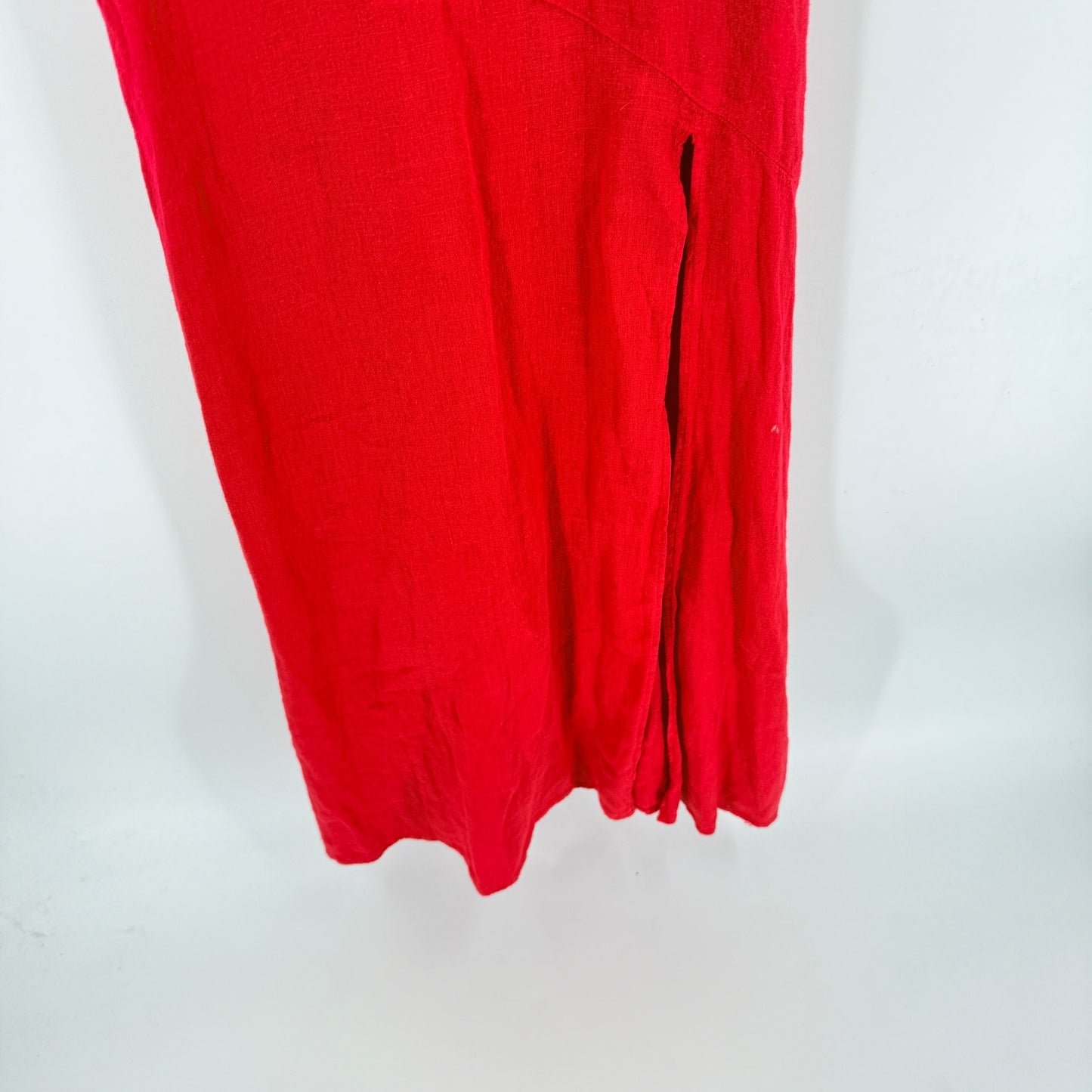 Zara 100% Linen Slip Dress Red Small NWT Coastal Resort Summer