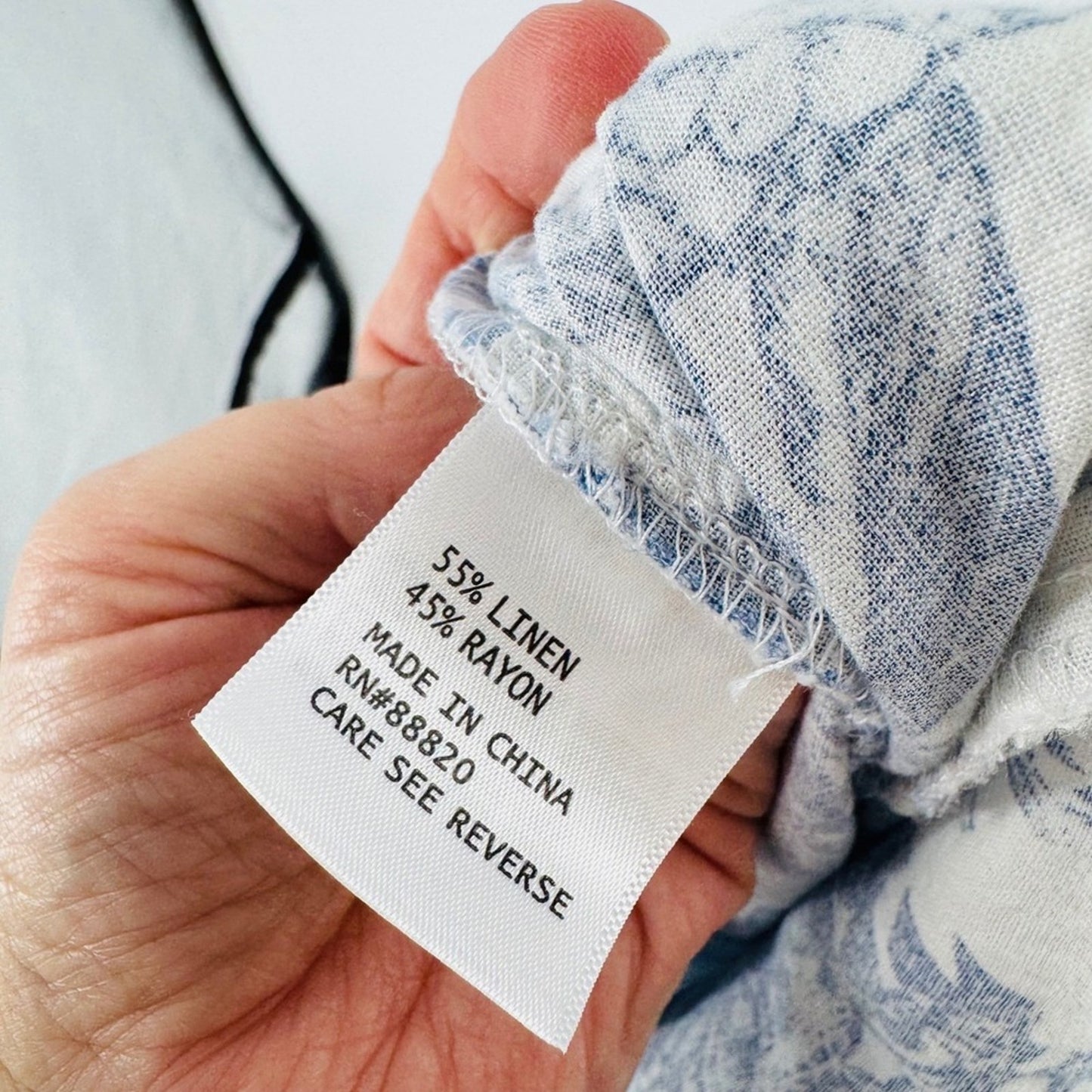 Panama Jack Linen Blend Wide Leg Pull On Tropical Blue Print Pants Beach XL‎